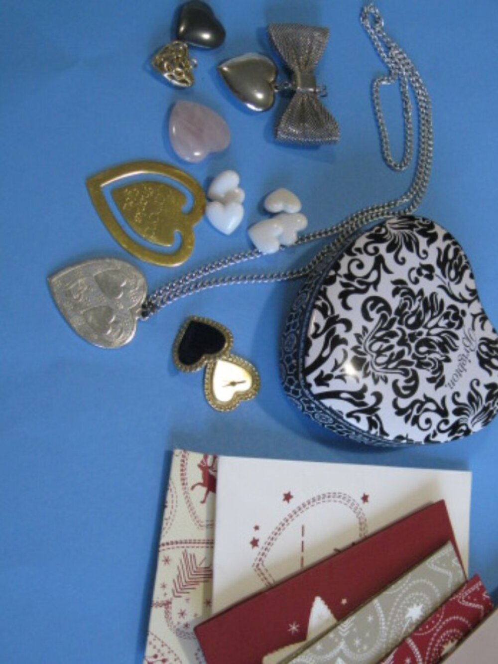 Girls Heart Shape Bundle Brighton Tin Bags Buttons Stone Earrings Necklace